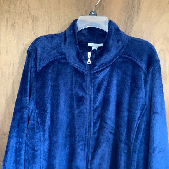 LastCall❌Croft & barrow minky zip front navy blue shirt jacket w pockets size 2X - Picture 13 of 16